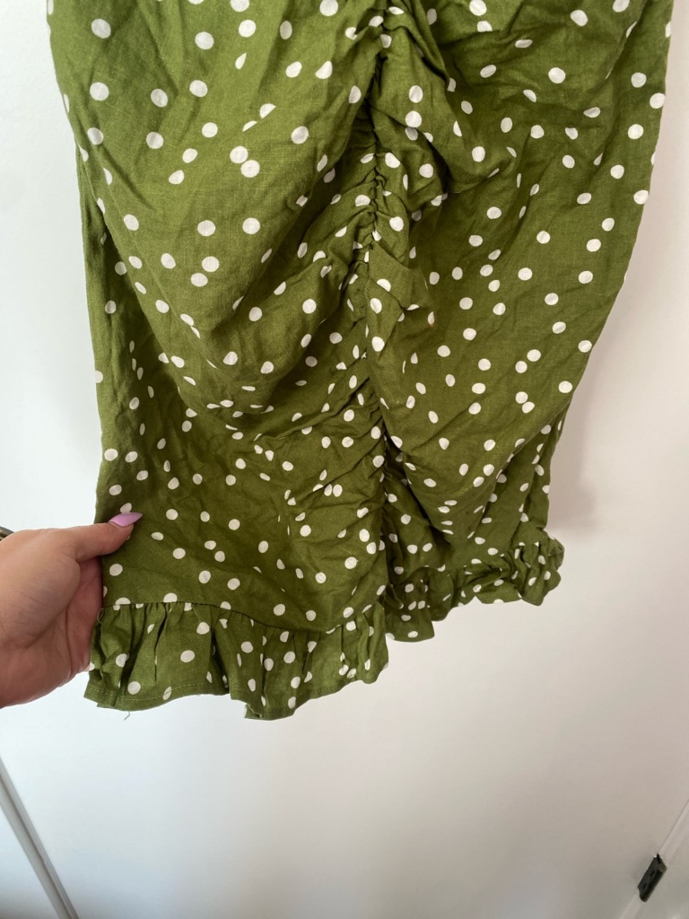 ZARA Green Polka Dot Ruched Slip Dress NWT! - Picture 4 of 10